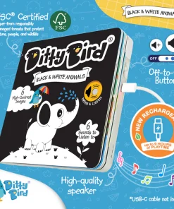Alternative view of Ditty Bird - Black & White Animals | USB-C Rechargeable