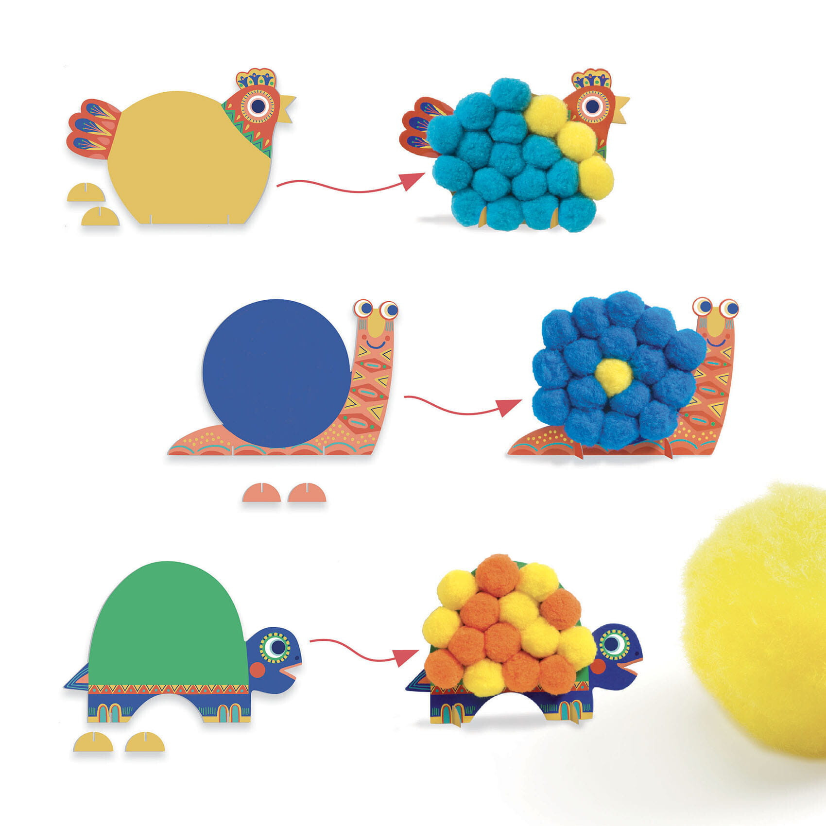 Fluffy Animals Pom Pom Set - Image 2