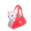 Sweety bag Beige Cat plush toy - Fuchsia bag - 18 cm