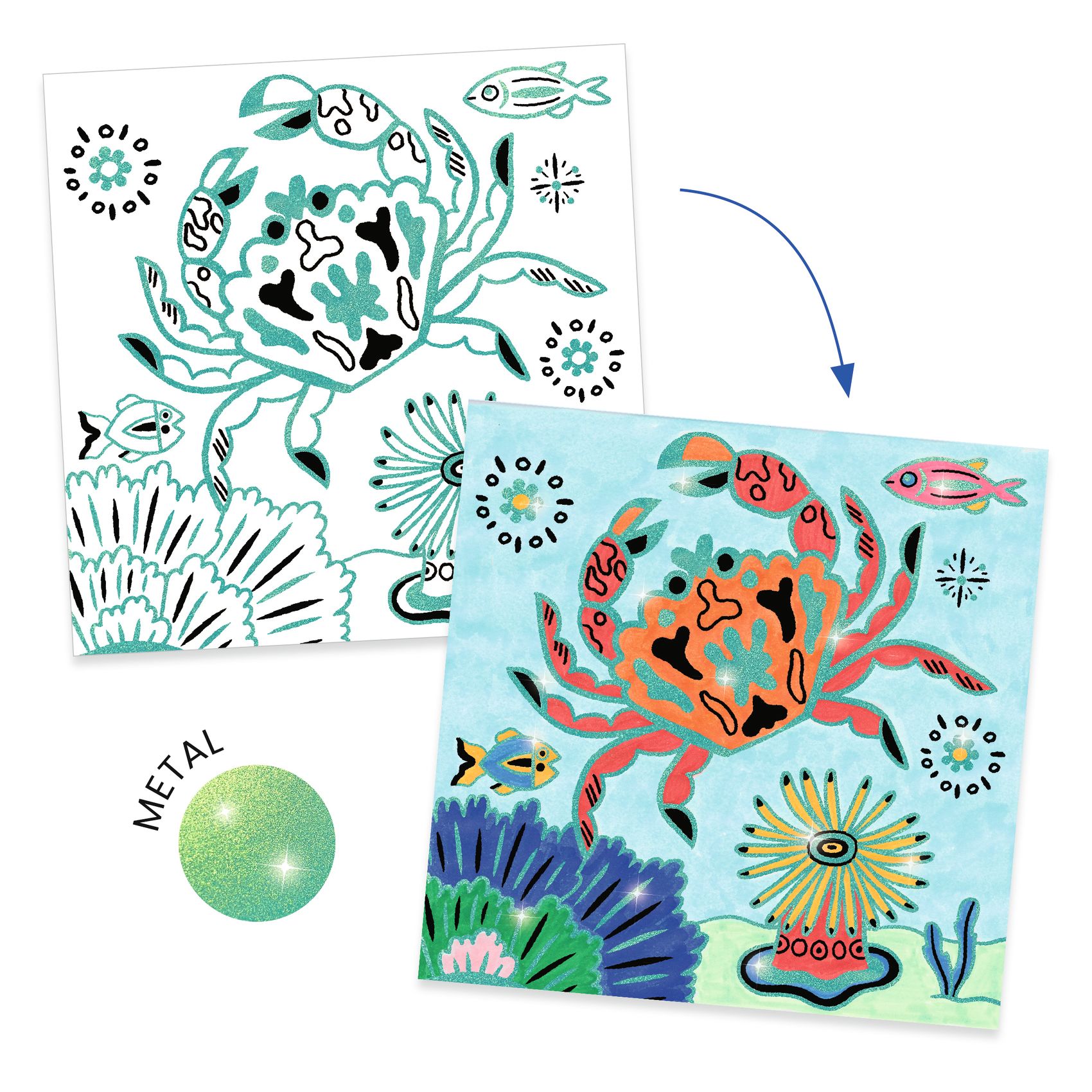 Shiny Colouring Set - Under The Sea - Image 2