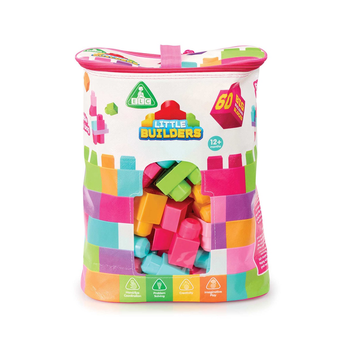 Little Builder Big Building Blocks 60 Pieces - Pink