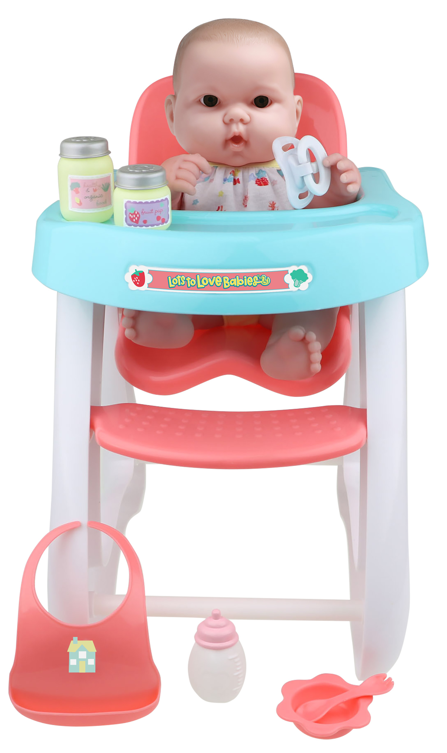 Lots to Love Babies 14 inches Baby Doll with High Chair and Accessories