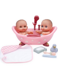 Lil’ Cutesies Twin Baby Doll Bathtub Playset with Working Pump Shower