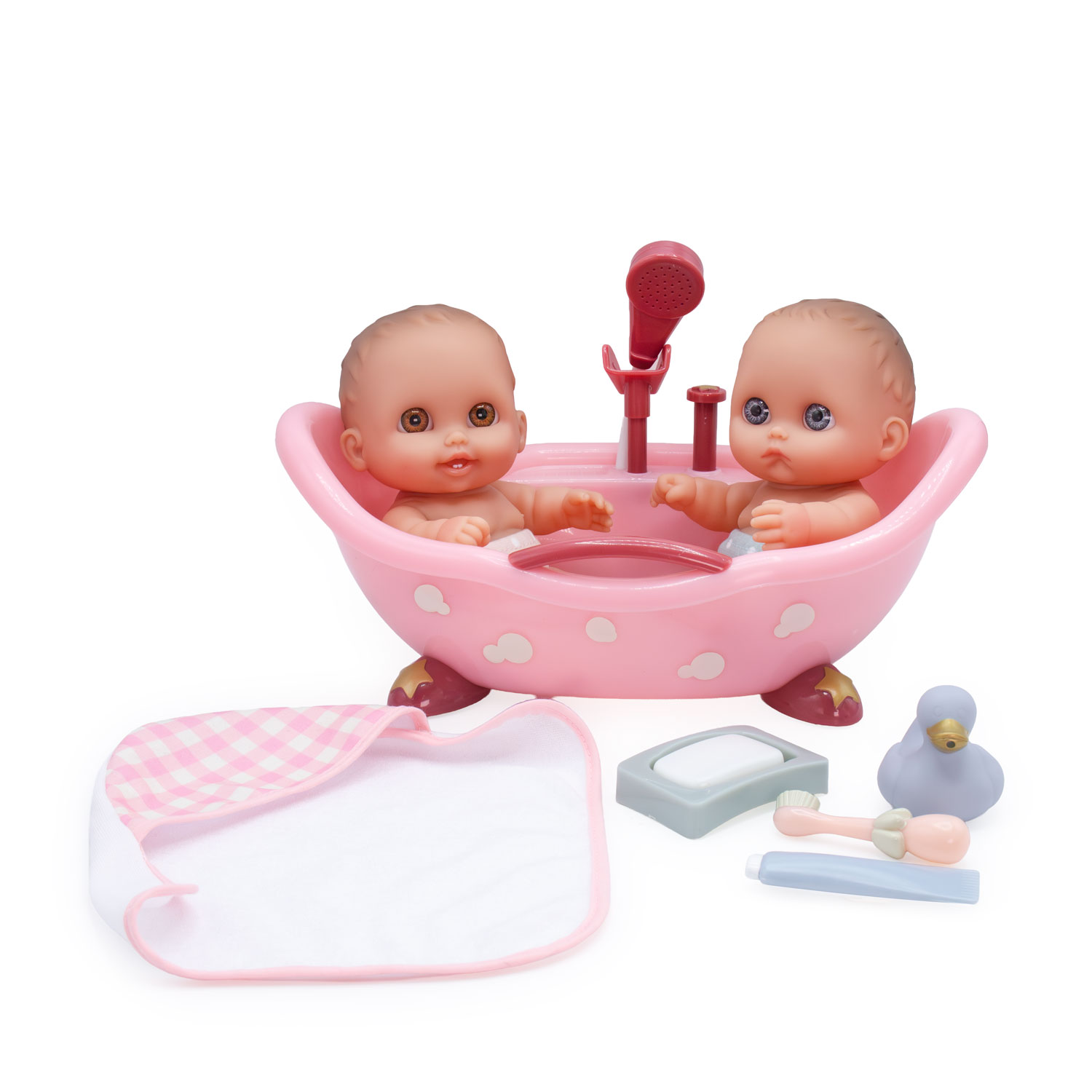 Lil’ Cutesies Twin Baby Doll Bathtub Playset with Working Pump Shower