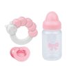 For Keeps! PINK Bottle Rattle and Pacifier Accessory Gift Set 3-Pieces.