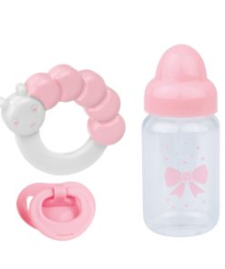 For Keeps! PINK Bottle Rattle and Pacifier Accessory Gift Set 3-Pieces.