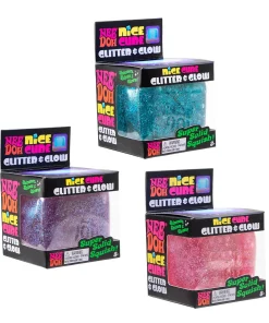 NeeDoh Nice Cube Glitter & Glow Super Solid Squish Sparkly Fidget Toy